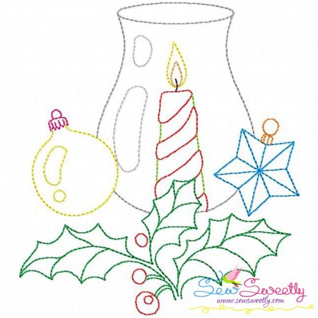 Christmas Bean Stitch Candle-1 Embroidery Design
