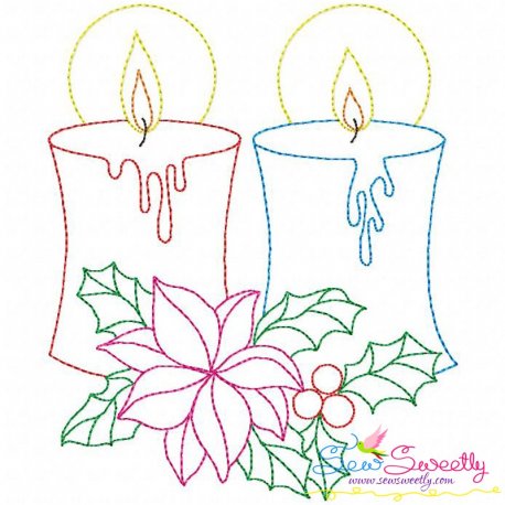 Christmas Bean Stitch Candle-2 Embroidery Design Pattern