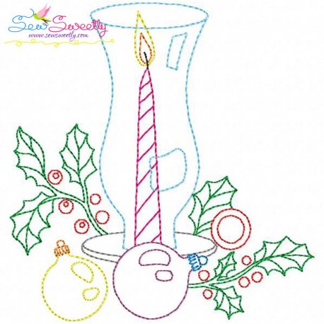 Christmas Bean Stitch Candle-3 Embroidery Design Pattern-1