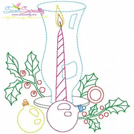 Christmas Bean Stitch Candle-3 Embroidery Design Pattern