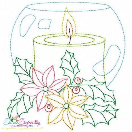 Christmas Bean Stitch Candle-4 Embroidery Design Pattern-1