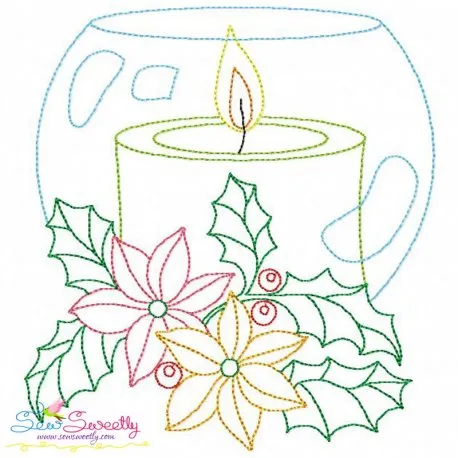 Christmas Bean Stitch Candle-4 Embroidery Design Pattern