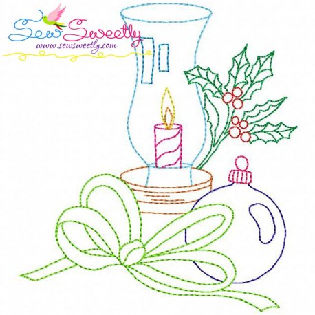 Christmas Bean Stitch Candle-5 Embroidery Design Pattern