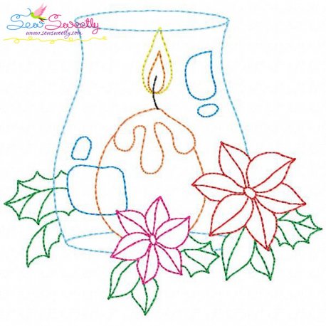 Christmas Bean Stitch Candle-6 Embroidery Design Pattern