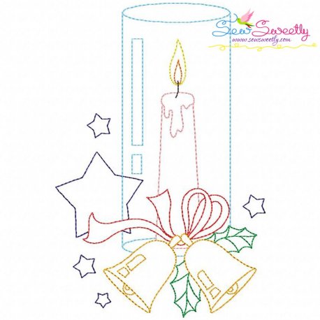 Christmas Bean Stitch Candle-7 Embroidery Design Pattern-1