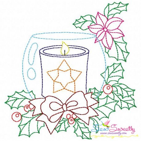Christmas Bean Stitch Candle-8 Embroidery Design Pattern-1