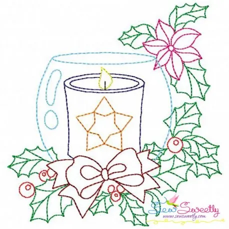 Christmas Bean Stitch Candle-8 Embroidery Design Pattern