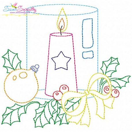 Christmas Bean Stitch Candle-9 Embroidery Design Pattern