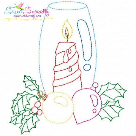 Christmas Bean Stitch Candle-10 Embroidery Design Pattern-1