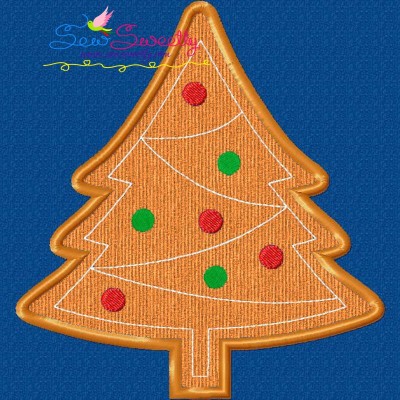 Gingerbread Christmas Tree Applique Design