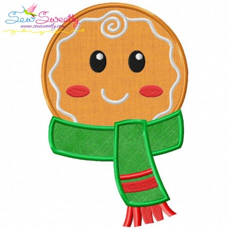Gingerbread Face Boy Applique Design Pattern