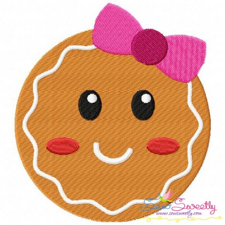 Gingerbread Face Girl Embroidery Design- 1