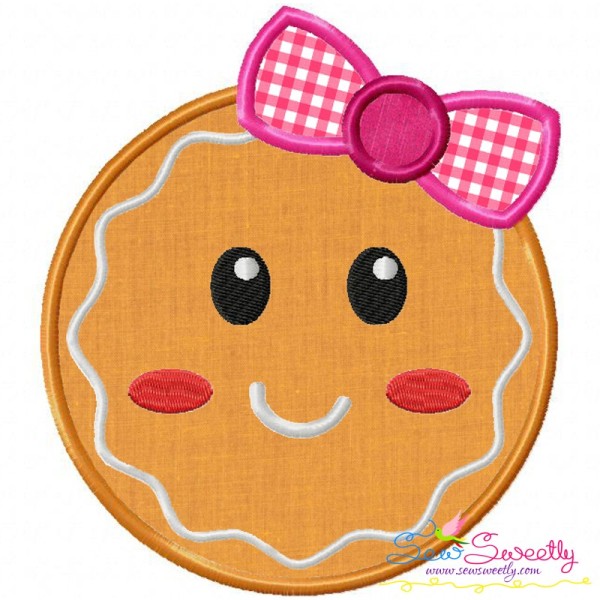Gingerbread Face Girl Applique Design Pattern-1
