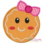 Gingerbread Face Girl Applique Design Pattern-1