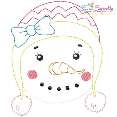 Bean Stitch Snowgirl Embroidery Design Pattern-1