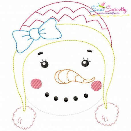 Bean Stitch Snowgirl Embroidery Design- 1