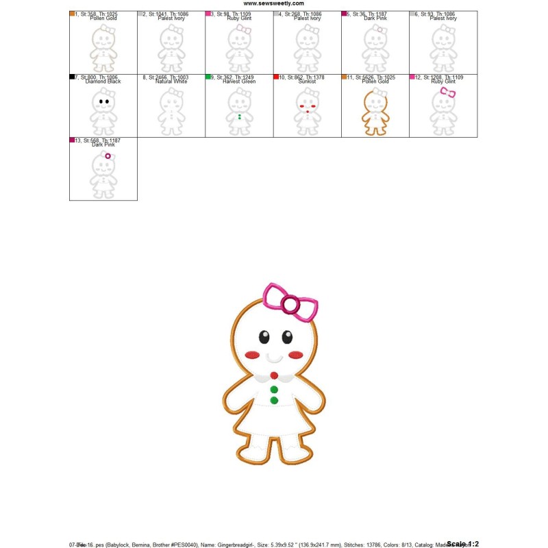 Gingerbread Lady Pattern Gingerbread Girl Applique Design Pattern