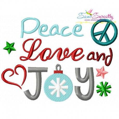 Peace Love Joy Embroidery Design Pattern