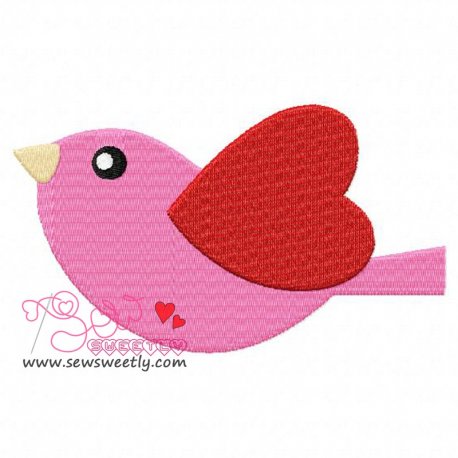 Pink Valentine Bird Embroidery Design- 1