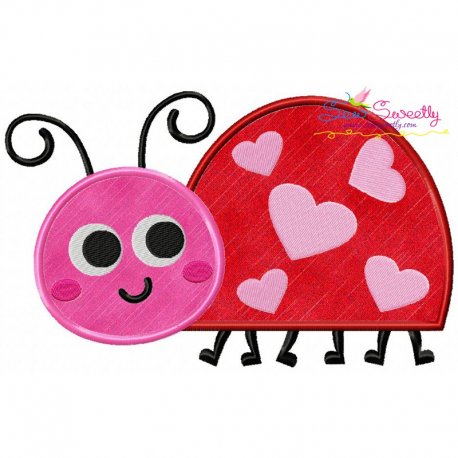 Valentine Ladybug Applique Design- 1