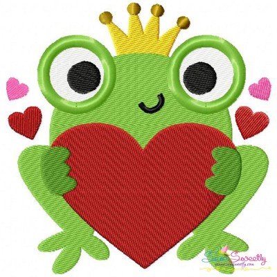 Valentine Frog Embroidery Design Pattern-1