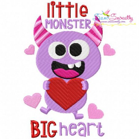 Little Valentine Monster Embroidery Design Pattern-1