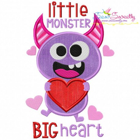 Little Valentine Monster Applique Design- 1