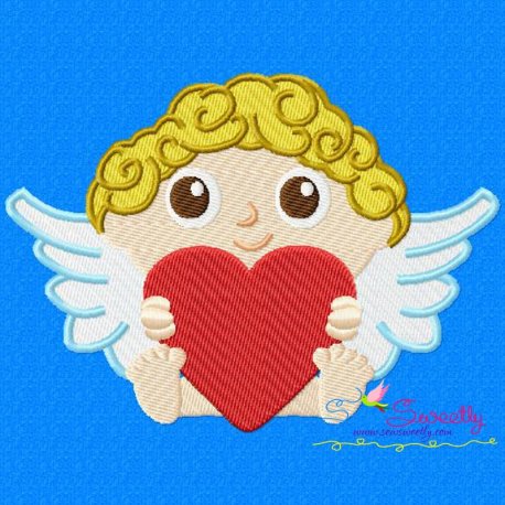 Cherub Baby With Heart Embroidery Design- 1
