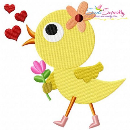 Cute Valentine Chick Embroidery Design Pattern