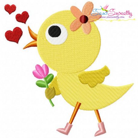Cute Valentine Chick Embroidery Design- 1