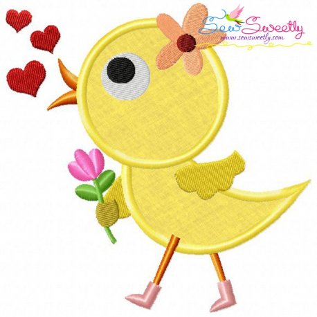 Cute Valentine Chick Applique Design- 1
