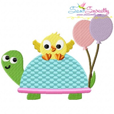 Turtle And Chick Embroidery Design Pattern-1
