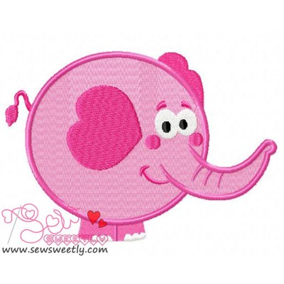 Pink Valentine Elephant Embroidery Design Pattern-1