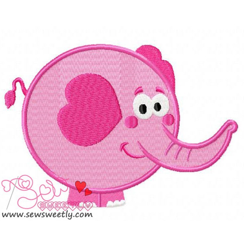 Pink Elephant Notes Pink Valentine Elephant Machine Embroidery Design