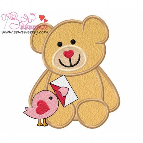 Valentine Teddy Bear 9 Applique Design- 1