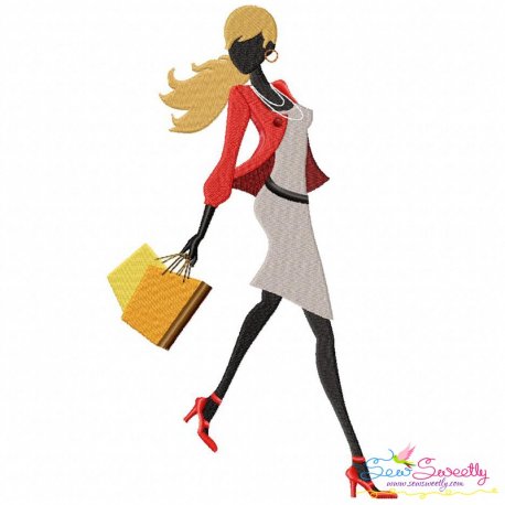 Shopping Lady-3 Embroidery Design Pattern