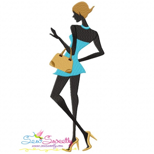 Shopping Lady-4 Embroidery Design Pattern-1