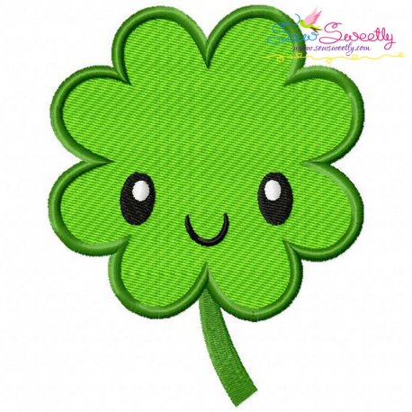 St.Patrick's Day Clover Kawaii Embroidery Design- 1