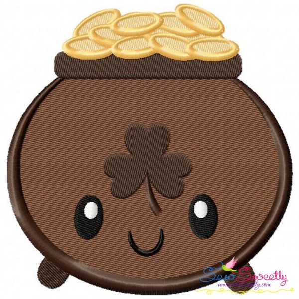 St.Patrick's Day Pot of Gold Kawaii Embroidery Design Pattern-1