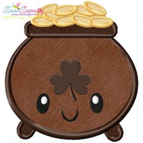 St.Patrick's Day Pot of Gold Kawaii Applique Design Pattern-1