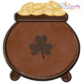 St. Patrick's Day Pot of Gold Applique Design Pattern-1