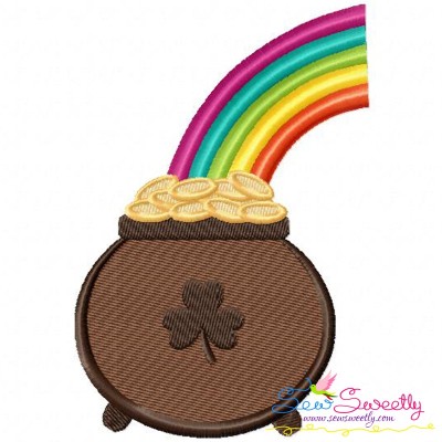St.Patrick's Day Pot of Gold Rainbow Embroidery Design Pattern-1
