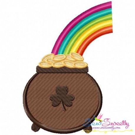 St.Patrick's Day Pot of Gold Rainbow Embroidery Design- 1