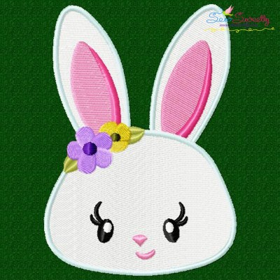 Easter Bunny Face Girl Embroidery Design Pattern-1