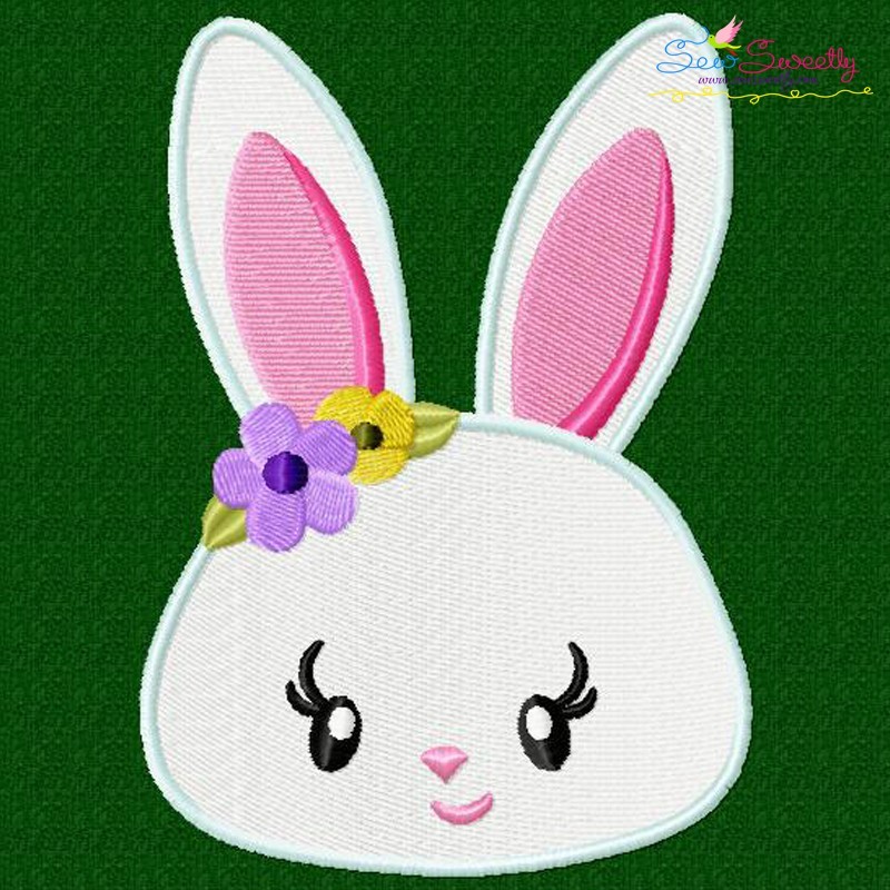 Easter Bunny Face Girl Machine Embroidery Design