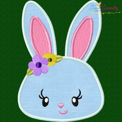 Easter Bunny Face Girl Applique Design Pattern-1