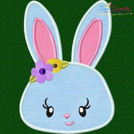 Easter Bunny Face Girl Applique Design- 1