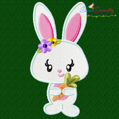 Easter Bunny Girl Carrot Embroidery Design Pattern-1
