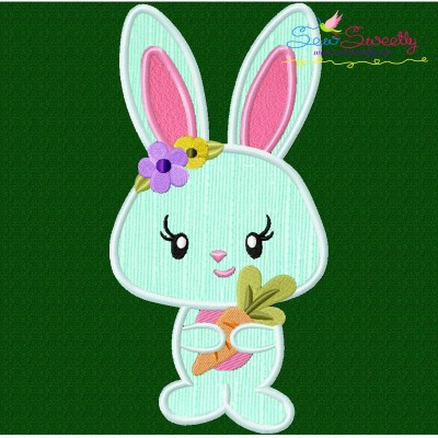 Easter Bunny Girl Carrot Applique Design Pattern-1