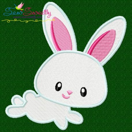 Easter Bunny Boy Jumping Embroidery Design Pattern-1